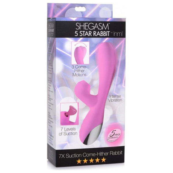 Shegasm 5 Star 7X Suction Come-Hither Silicone Rabbit - Pink