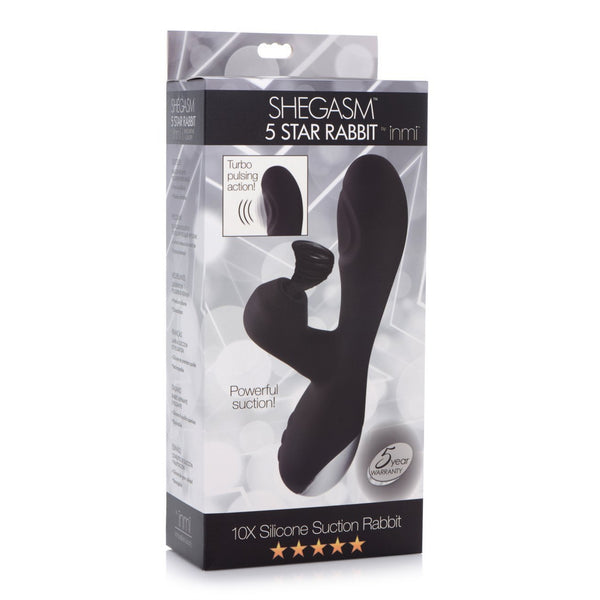 Inmi - 10X Silicone Suction Rabbit Vibrator - Black