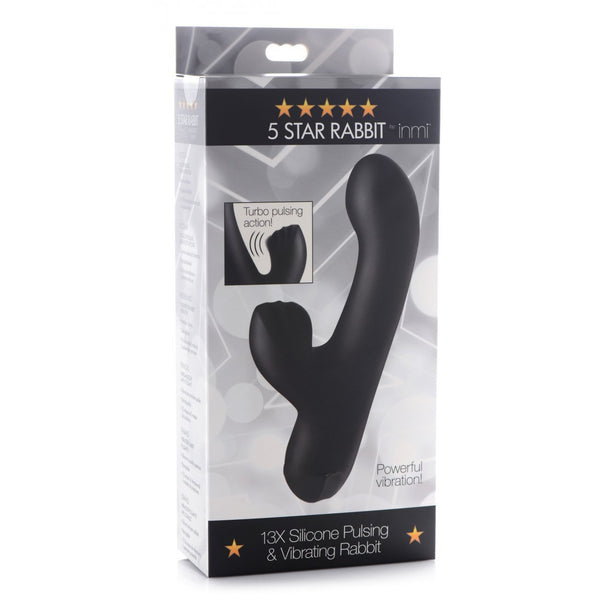 Inmi - 5 Star 13X Silicone Pulsing and Vibrating Rabbit - Black
