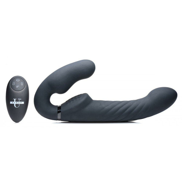 Ergo-Fit Twist Inflatable Vibrating Silicone Strapless Strap-on - Black